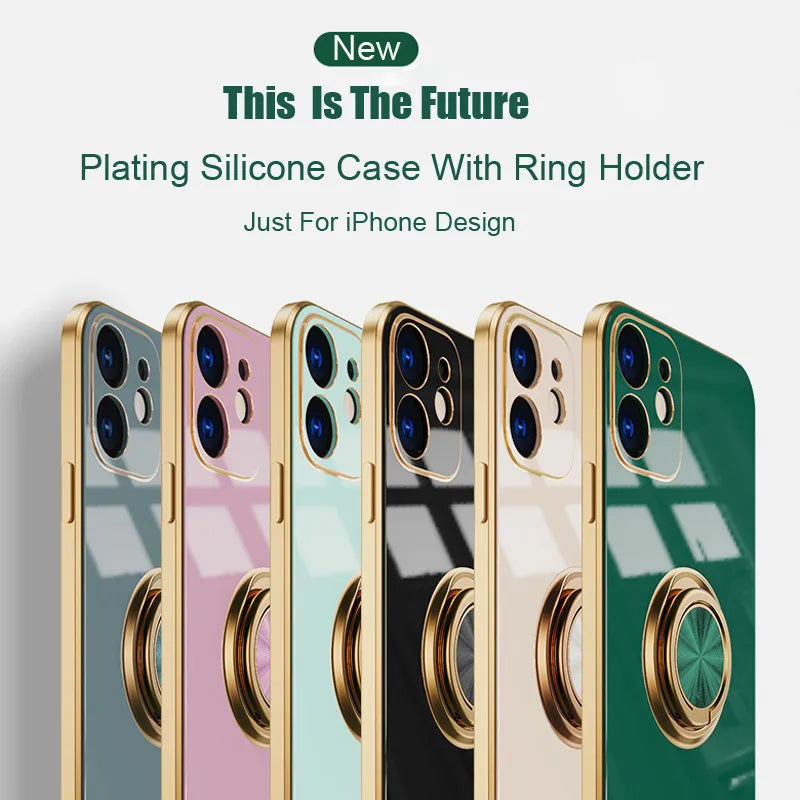 Apple iPhone 15/14/13/12/11 Pro Max | Luxus Silikon Magnetische Ring Abdeckung Hülle |  MagSafe, Abdeckung iPhone 