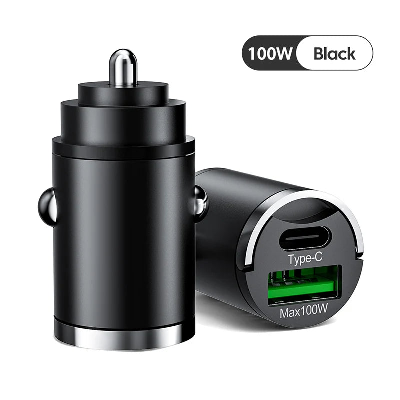 High-Quality 200W Mini Car Charger with Fast Charging for Smartphones, Apple iPhone, Samsung, iOS &Android, Xiaomi, Huawei | QC 3.0 PD, USB Type-C Car Phone Charger