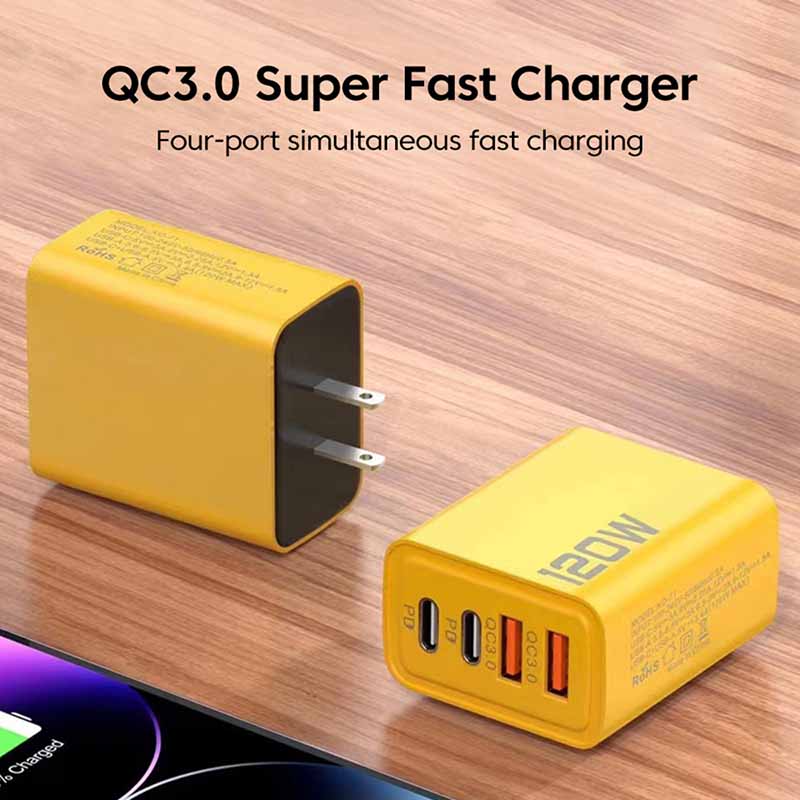 USB C Charger - 60W Power Delivery Quick Charge 3.0 Type-C Power Adapter for Smartphones, Apple iPhone, Samsung, iOS & Android Xiaomi,Huawei & Android - Qualcomm Quick Charge with 3 USB & 1 Type-C Port