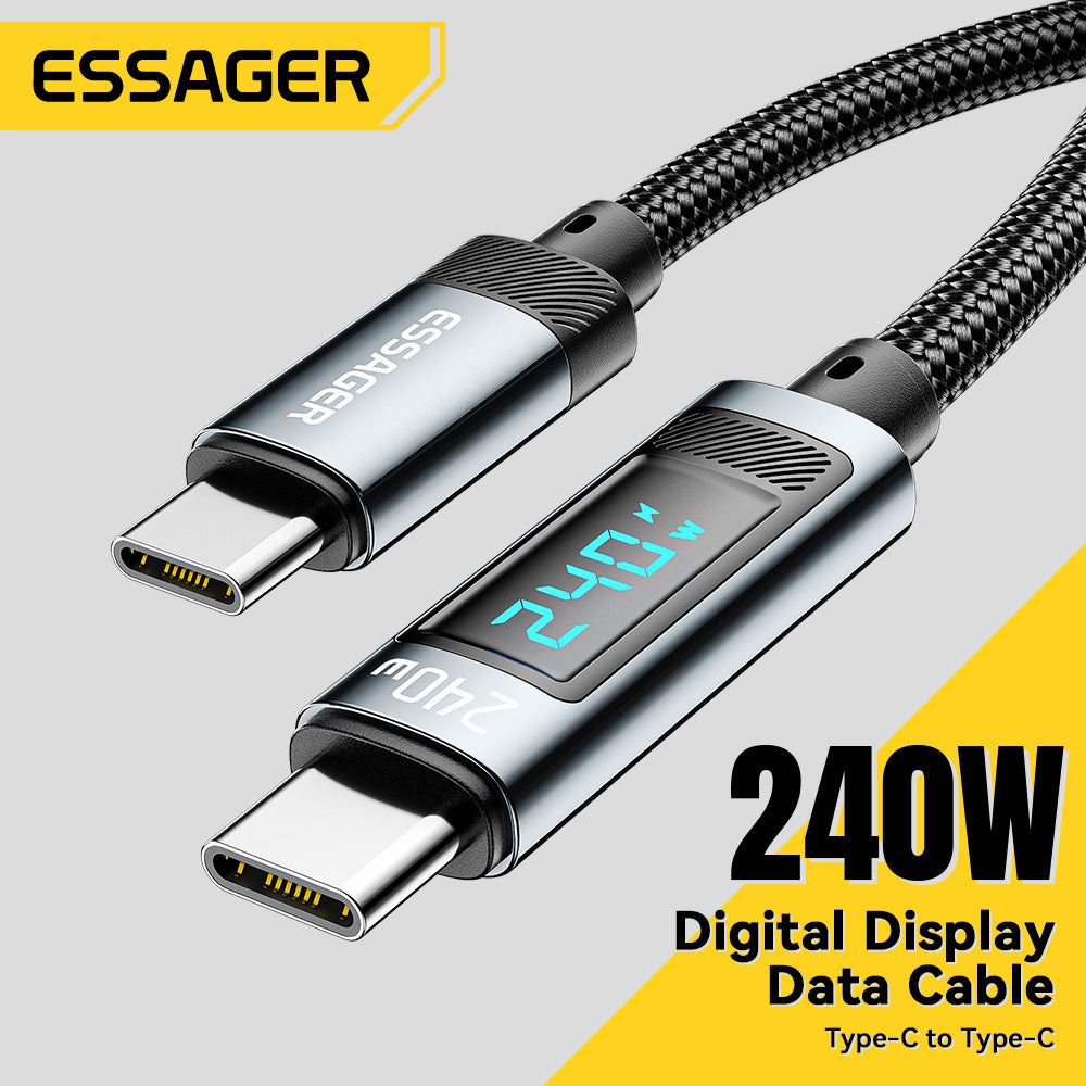 Premium Essager USB Type C to USB C Cable 100W/5A PD Fast Charging Charger Wire for Smartphones, Apple iPhone, Samsung, iOS & Android MacBook Xiaomi Samsung, 2M Type-C USBC Cable 