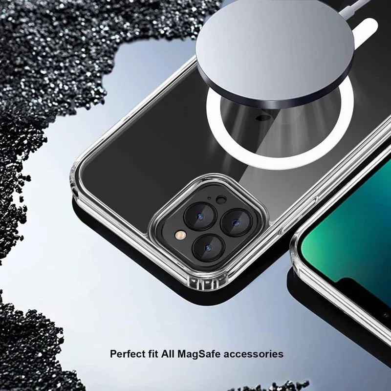 Premium Wireless Car Charger & Magnetic MagSafe Car Phone Mount for Smartphones, Smartphones, Apple iPhone, Samsung, iOS & Android - Blue Light Car Phone Holder