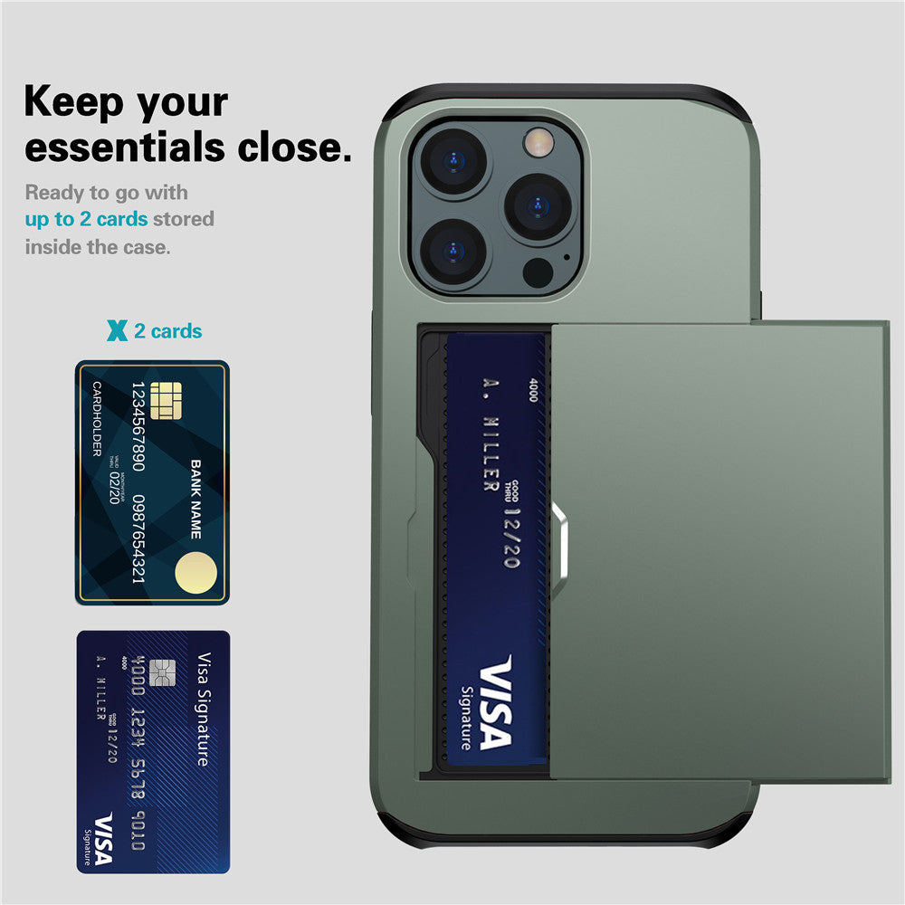 Premium Wallet iPhone Case with Card Slot and Credit Card Holder | Dual Layer Slider iPhone Case with Camera Lens Protector for Apple iPhone 16/15/14/13/12 Pro Max Plus Mini | MagSafe Cover | Heavy Duty Phone Case | Protective Wallet Case