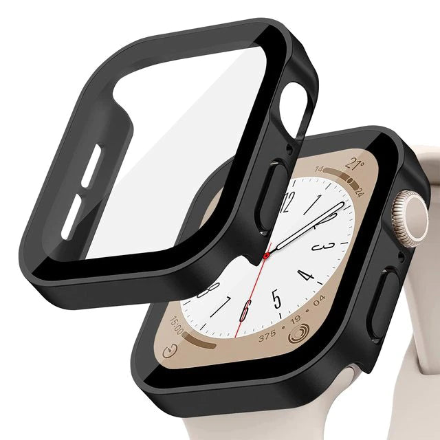 Premium Glasgehäuse für Apple Watch Serie 9/8/7/Ultra: 45mm, 41mm, 49mm, 44mm, 40mm | Hochwertige Displayschutz-Hülle