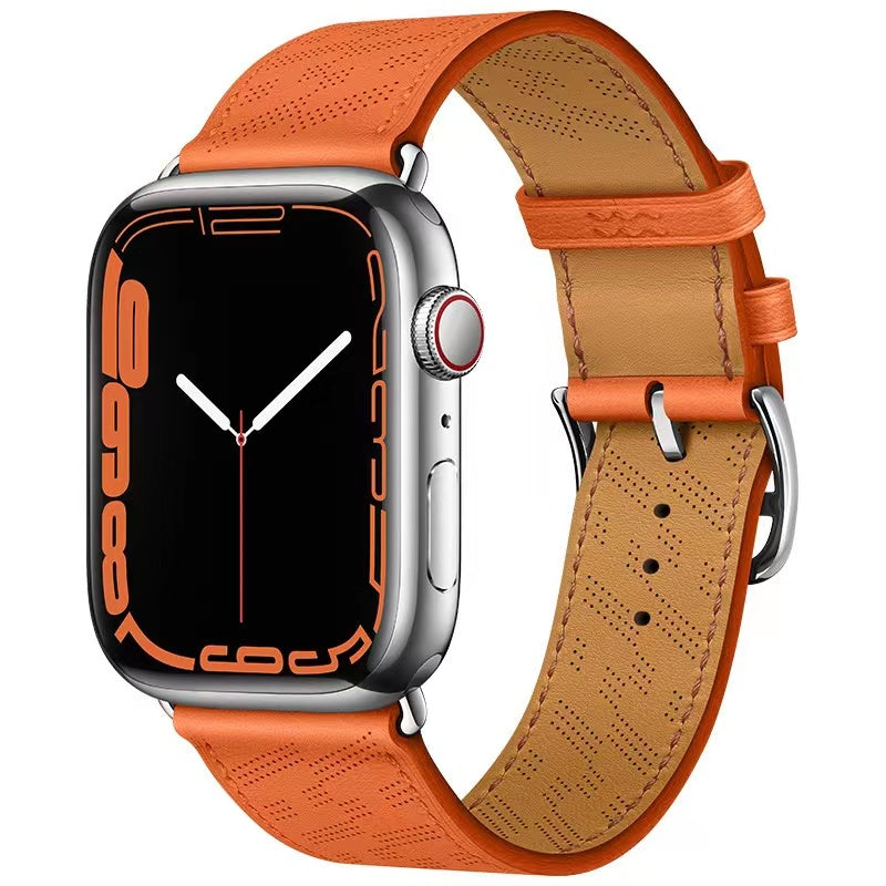 Premium Echtes Leder Armband für Apple Watch: 49mm, 45mm, 44mm, 42mm, 41mm, 40mm, Damen/Herren, iWatch Ultra/9/8/7/6/5/4/SE 