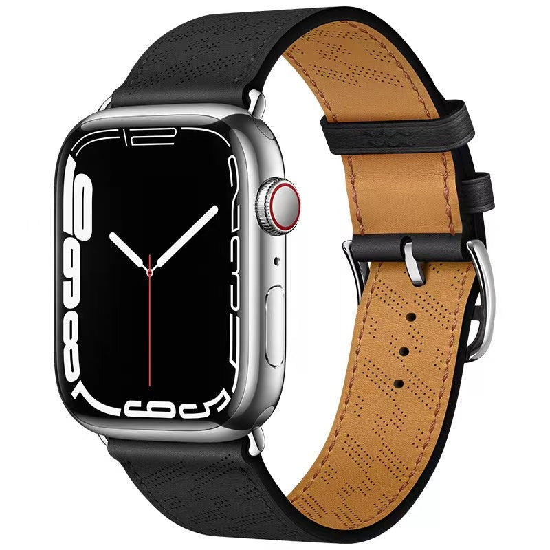 Premium Echtes Leder Armband für Apple Watch: 49mm, 45mm, 44mm, 42mm, 41mm, 40mm, Damen/Herren, iWatch Ultra/9/8/7/6/5/4/SE 