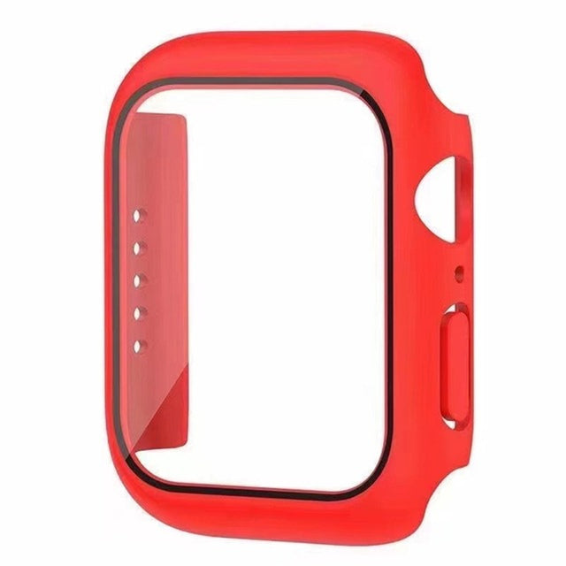 Hochwertige Glasabdeckung-Hülle & Case für Apple Watch Serie 9/8/7/6/SE/5: 44mm, 40mm, 41mm, 45mm, 42mm, 38mm | Cover