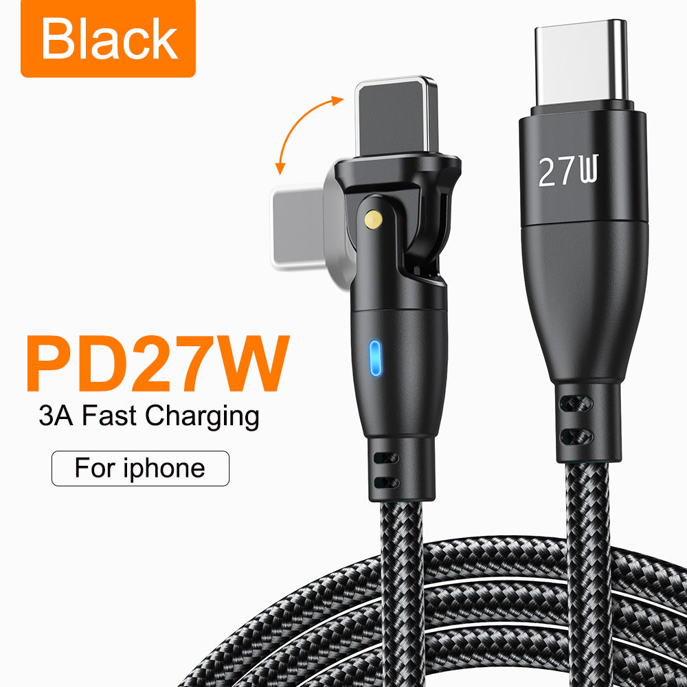 High Durability & Premium 3A Fast Charging Cable Type C for Samsung, 180 Rotation Apple iPhone Cable, Micro USB Charger Data Cable for Smartphones, Apple iPhone, Samsung, iOS &amp; Android