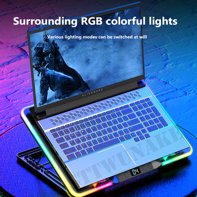 Premium RGB Gaming Laptop Stand: Notebook Cooler with 6 Fans at 2600 RPM for Macbook MacBook Air/Pro/M3/M2/M1: 16,14,13-inch | 2024/2023/2022/2020 Series | Compatible with MacBook, Laptop, Notebook - Optimized Air Cooling & Stylish Design