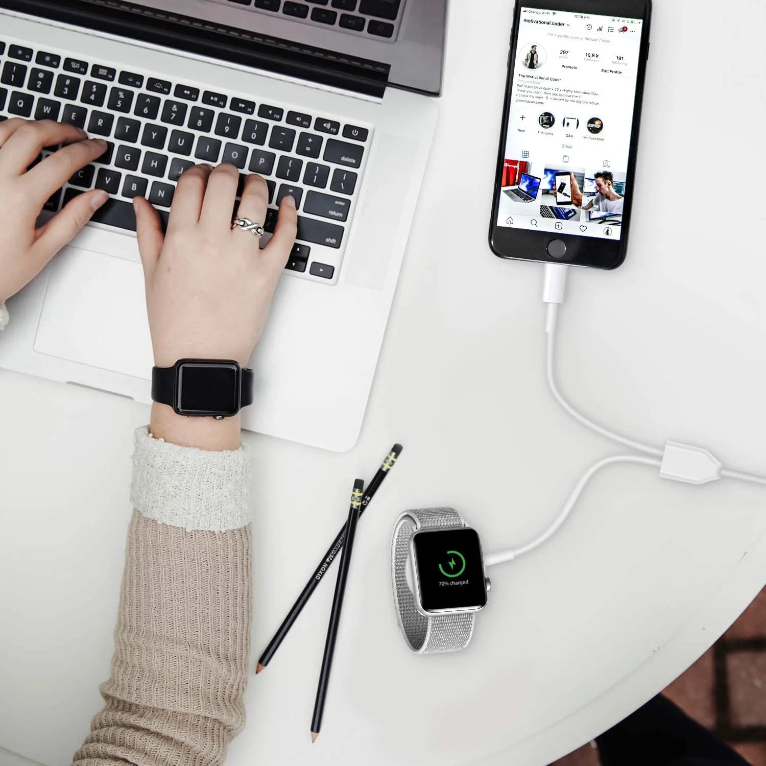 Hochwertiges Kabel für Apple iWatch Wireless Charger Watch 9 8 7 6 Laden | Prämie USB Lightning Ladekabel - Phone Heaven Zone