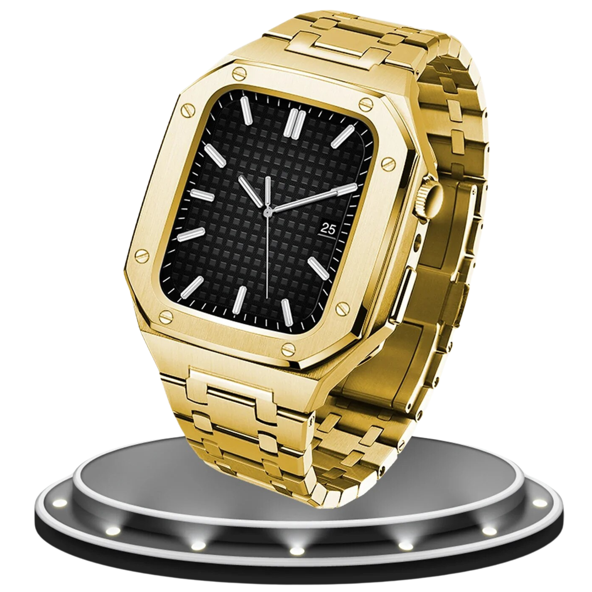 Luxus Modifikations-Kit für Apple Watch Serie 9/8/7/SE/6/5/ 45mm/44mm Metallgehäuse und Hülle, Rahmen & Armband Case Zubehör
