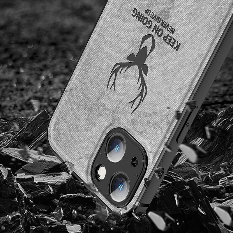 Luxus Stoßstange Leinwand Stoff Handyhülle Hülle | Abdeckung, MagSafe, Apple iPhone 15/14/13/12/11 Pro Max Rückseite Funda 