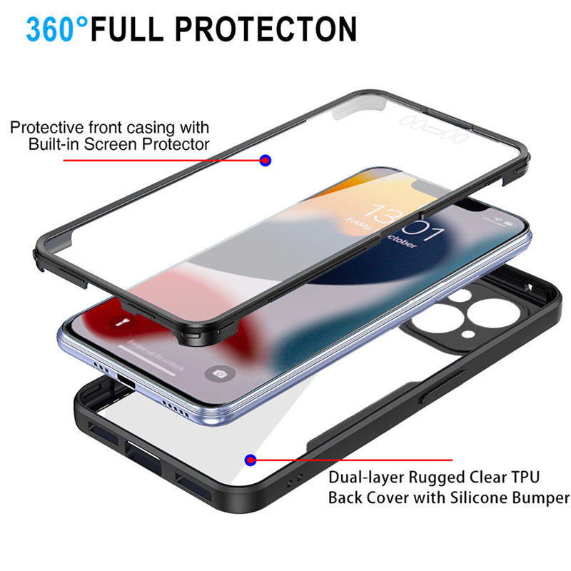 High-Quality Transparent 360-Degree Silicone Protection iPhone Case with MagSafe | 360-Degree Protection and Camera Lens Cover for Apple iPhone 16/15/14/13/12 Pro Max, Plus, Mini Cover | Armor Case and Bumper Cover | Premium Phone Case