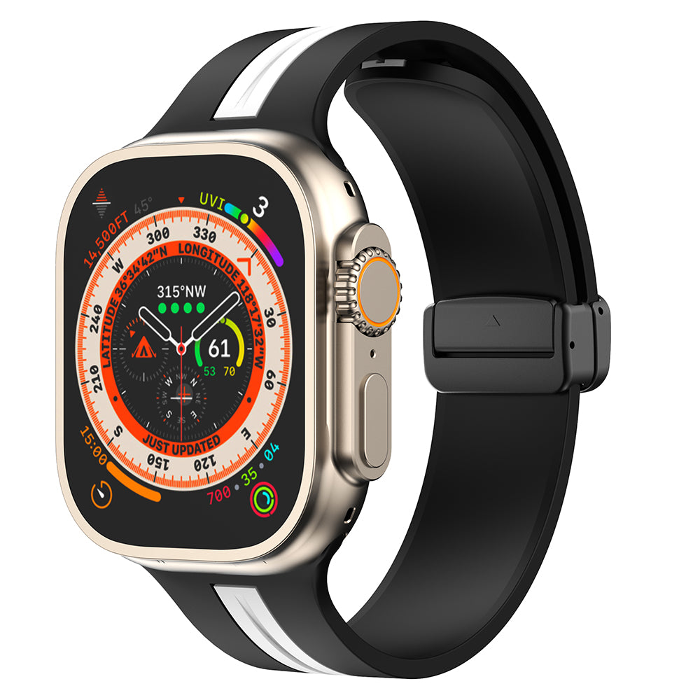 Premium Silikon Magnetarmband für Apple Watch Serie 9/8/7/SE/6/5/3/Ultra/2: 38mm, 40mm, 41mm, 42mm, 44mm, 45mm, 49mm