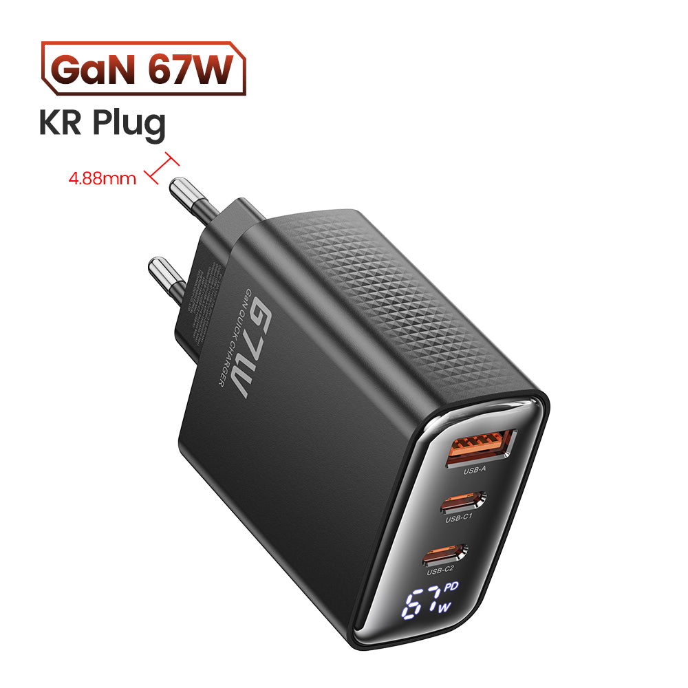 High-Quality 67W GAN USB C Charger Fast Charger 65W QC 4.0 PD 3.0 45W USB C Type C Fast Charger for Smartphones, Apple iPhone, Samsung, iOS & Android MacBook