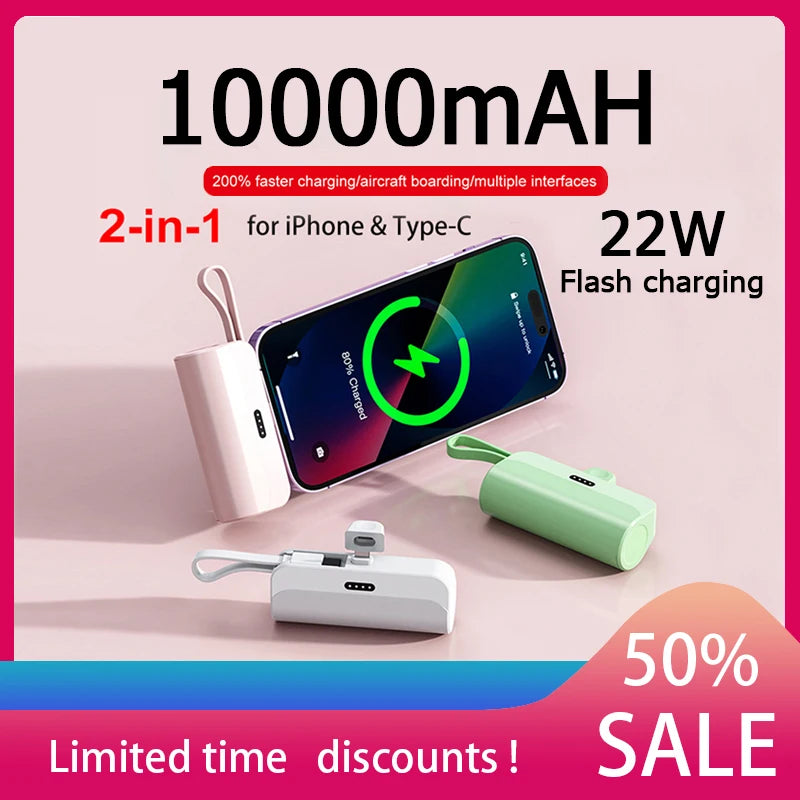 Kuulaa Mini Premium Power Bank 5000mAh – Power Bank with QC PD Fast Charging for Smartphones, Apple iPhone, Samsung, iOS & Android External Battery, Portable Charger for Samsung.