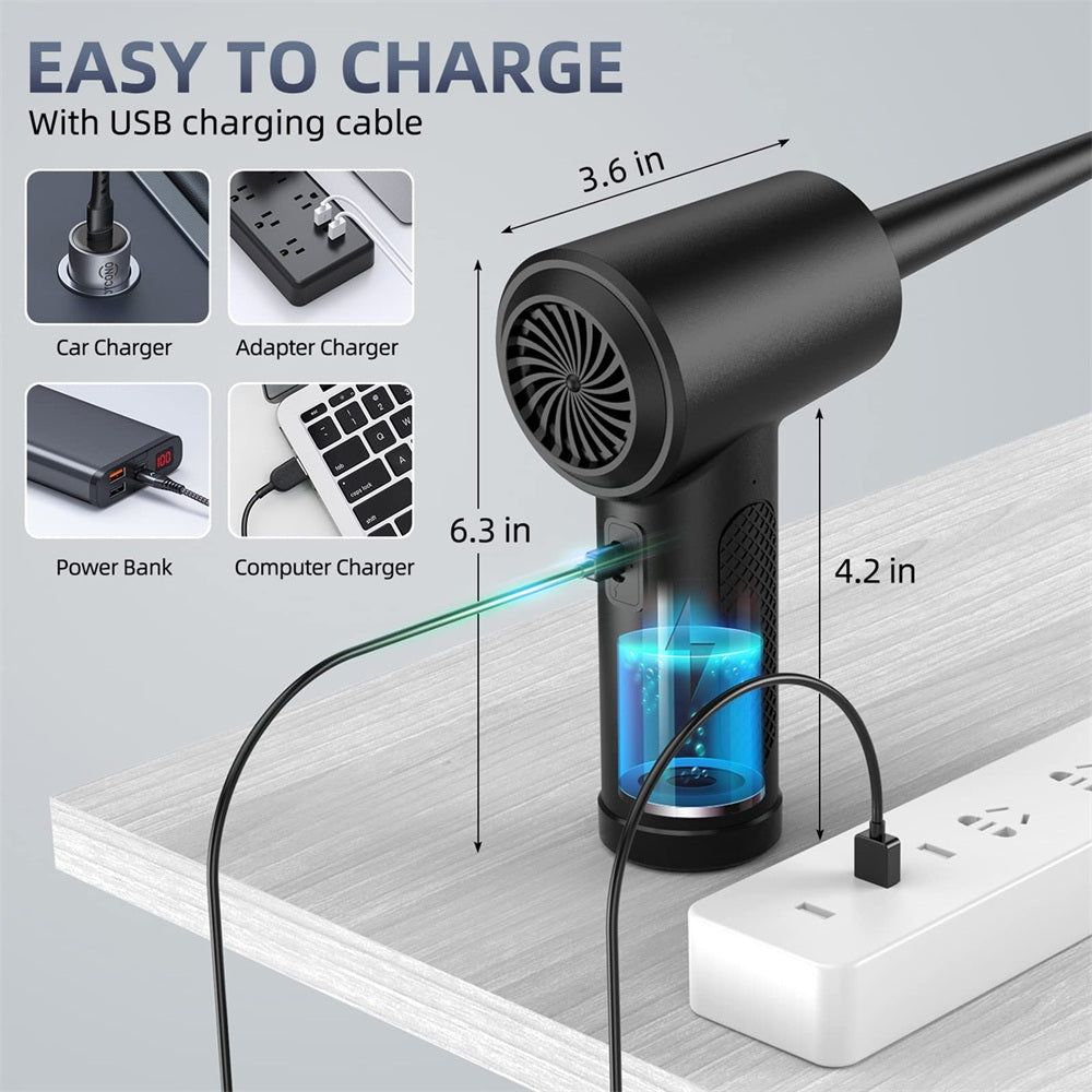 Premium Compressed Air Duster for Electronics: Cordless Air Blower with LED Light - Ideal for Smartphone, Laptop, Tablet, PC, Apple iPhone, iPad, MacBook, iOS, Android, Samsung | Effective Cleaning for Keyboard, Car & More