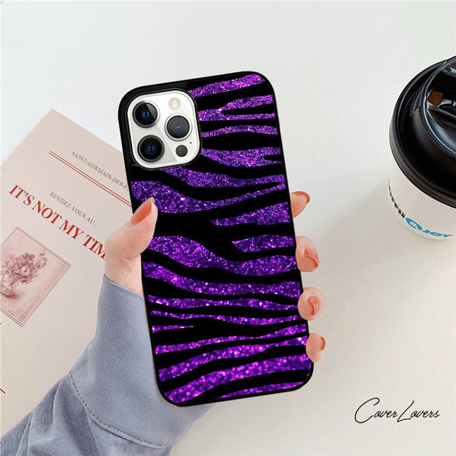 Premium Zebra Pattern Glitter iPhone Case | MagSafe Case with 360-Degree Protection & Camera Lens Cover for iPhone 16/15/14/13/12 Pro Max, Plus, Mini Cover | Armor Case & Bumper Cover Phone Case | High-Quality Protective Cover