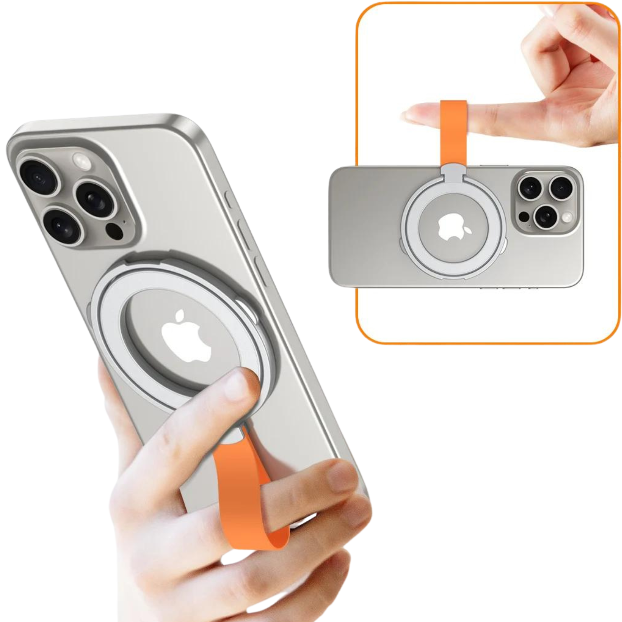 Hochwertiger Magnetischer Handy-Ringhalter für MagSafe, Telefonständer mit Riemen: Kompatibel mit Apple iPhone 15/14/13/12