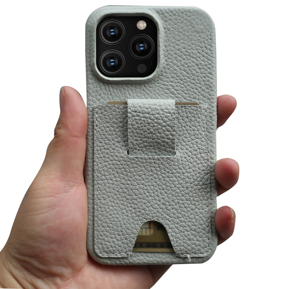 Premium Kartenhalter Steckplatz Hülle für iPhone 15 Pro | MagSafe, Abdeckung, Echtledertasche für iPhone 14/13/12/11 | Shell