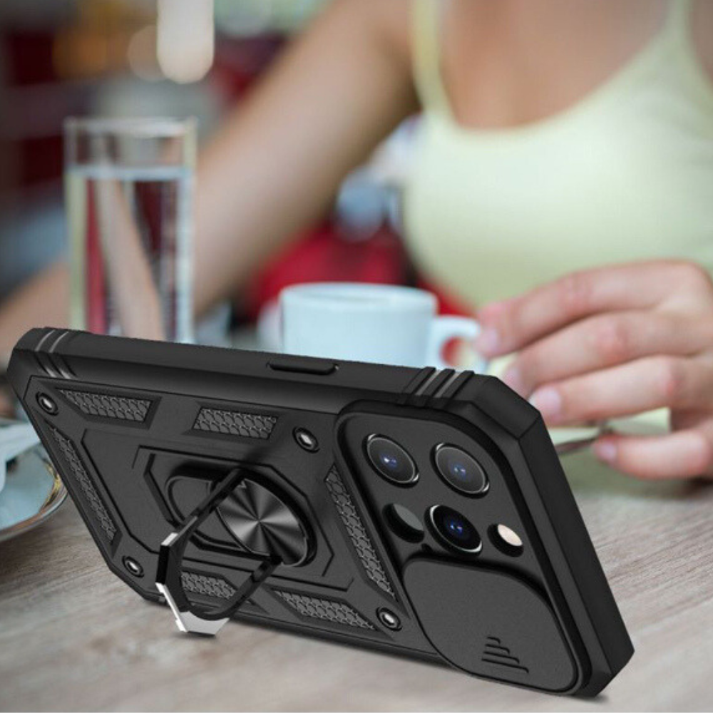 Premium Robustes Militärpanzer Apple iPhone Hülle | Militärqualität, 360° Schutz, Kamera- und Bildschirmschutz, Drehbarer Ständer, Kartenfach & MagSafe, Stoßfeste Abdeckung | Panzerhülle Outdoor & Baustellen | Armor Handyschutzhülle, Sturzsicheres Cover