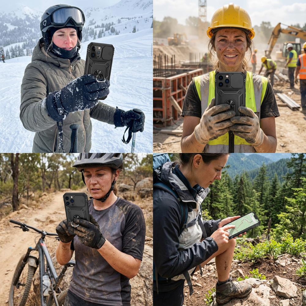 Premium Robustes Militärpanzer Apple iPhone Hülle | Militärqualität, 360° Schutz, Kamera- und Bildschirmschutz, Drehbarer Ständer, Kartenfach & MagSafe, Stoßfeste Abdeckung | Panzerhülle Outdoor & Baustellen | Armor Handyschutzhülle, Sturzsicheres Cover