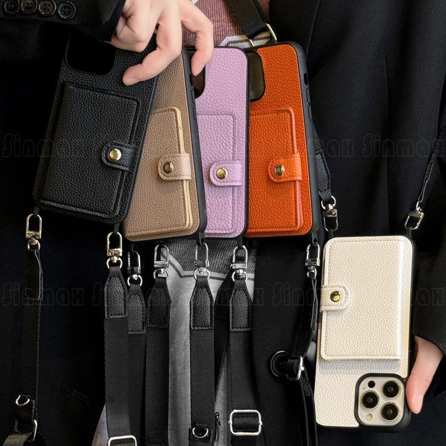 Luxury Crossbody Wallet iPhone Case – Card Slot, Coin Purse, Leather Lanyard, Protective & Stylish Cover | Case for iPhone