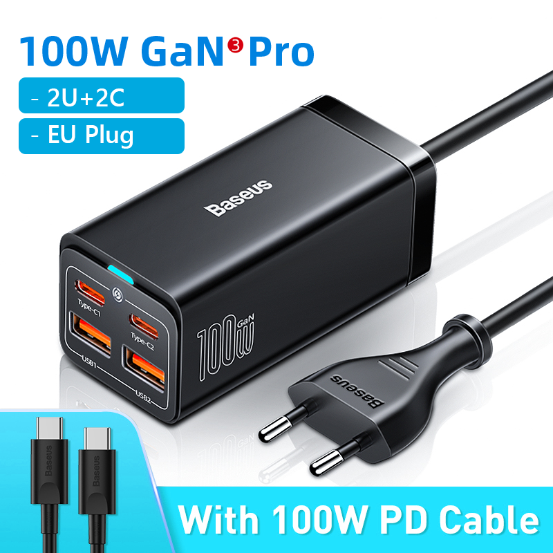 Premium 100W GaN3 Pro USB Charger Desktop Station - Type C PD QC Quick Charge 4.0 3.0 Fast Charging Smartphones, Apple iPhone, Samsung, iOS & Android