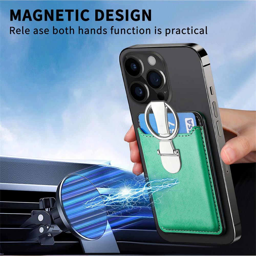 Hochwertige Leder MagSafe Brieftasche mit Kartenfächern: Klapp-Ringhalter & Standfunktion, Magnetisch für iPhone 15/14/13/12 Pro Max/Plus/Mini - Phone Heaven Zone