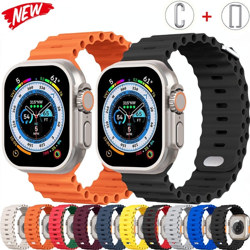 Ocean Strap Handgelenk Armband für Apple Watch | Weiches Premium Silikonarmband - Ultra 49mm bis 38mm & iWatch