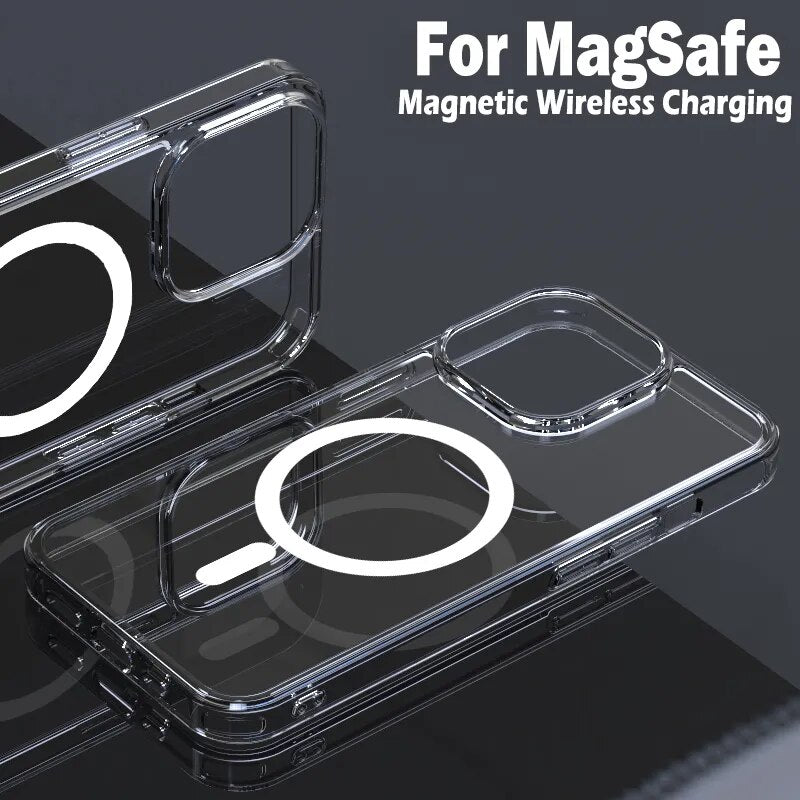 Transparente Magnetische Magsafe Apple iPhone Hülle, Kabelloses Laden, Staubdicht, Wasserabweisend, Verbesserter Kameraschutz