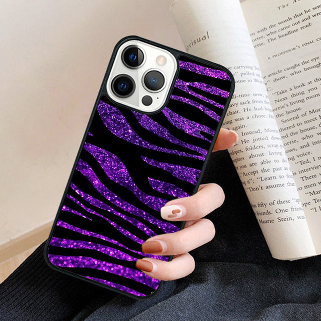 Premium Zebra Pattern Glitter iPhone Case | MagSafe Case with 360-Degree Protection & Camera Lens Cover for iPhone 16/15/14/13/12 Pro Max, Plus, Mini Cover | Armor Case & Bumper Cover Phone Case | High-Quality Protective Cover