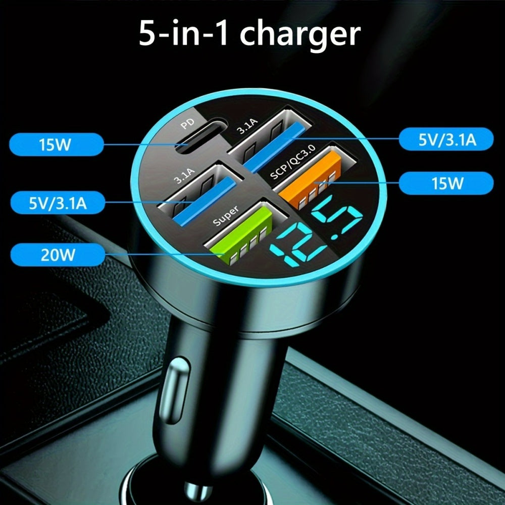 2024 Premium Bluetooth 5.2 FM Transmitter for Car, FM/Aux Bluetooth Adapter, Auto USB Charger, Bass Boost, 3-Port Charger | Car USB Charger Smartphones, Apple iPhone, Samsung, iOS & Android