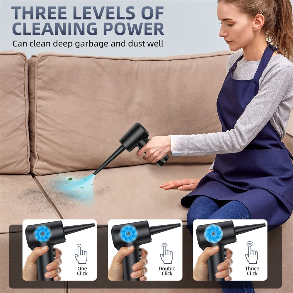 Premium Compressed Air Duster for Electronics: Cordless Air Blower with LED Light - Ideal for Smartphone, Laptop, Tablet, PC, Apple iPhone, iPad, MacBook, iOS, Android, Samsung | Effective Cleaning for Keyboard, Car & More