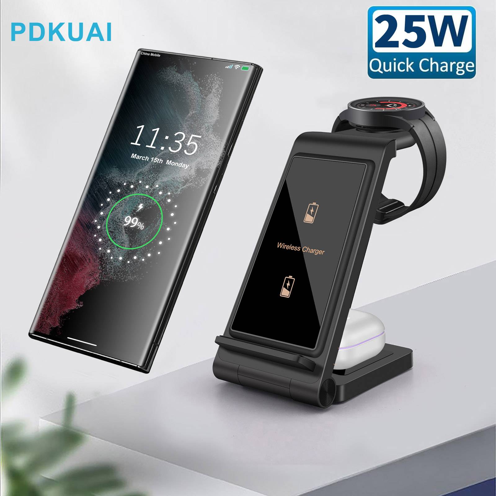 Wireless Fast Charging Station Samsung Galaxy S23| S22 S21 Note 20 und Galaxy Watch  2/1 Pro| 3in1 25W Ladegeräte 