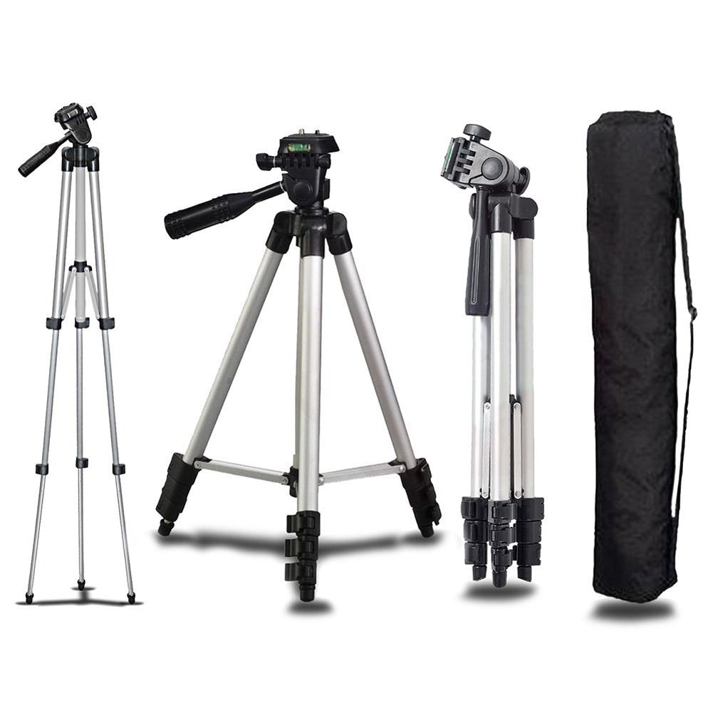 Professional Aluminum Travel Tripod, 140 cm for Videography & Photography: Quick Plate Mounting, Suitable for Smartphones, Apple iPhone 15/14/13/12/11 Pro Max/Plus/Mini, GoPro, Canon/Nikon DSLR/SLR