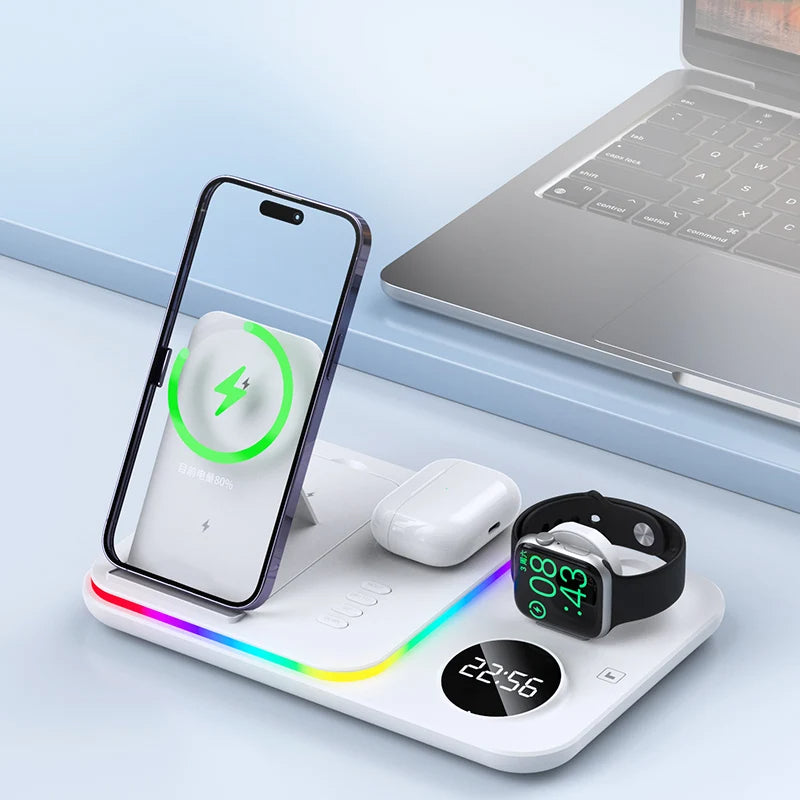 Kabellose Schnell Ladestation Wireless Fast Charging Dock, Ladegerät iPhone, Samsung, Android, Apple & Galaxy Watch, AirPods