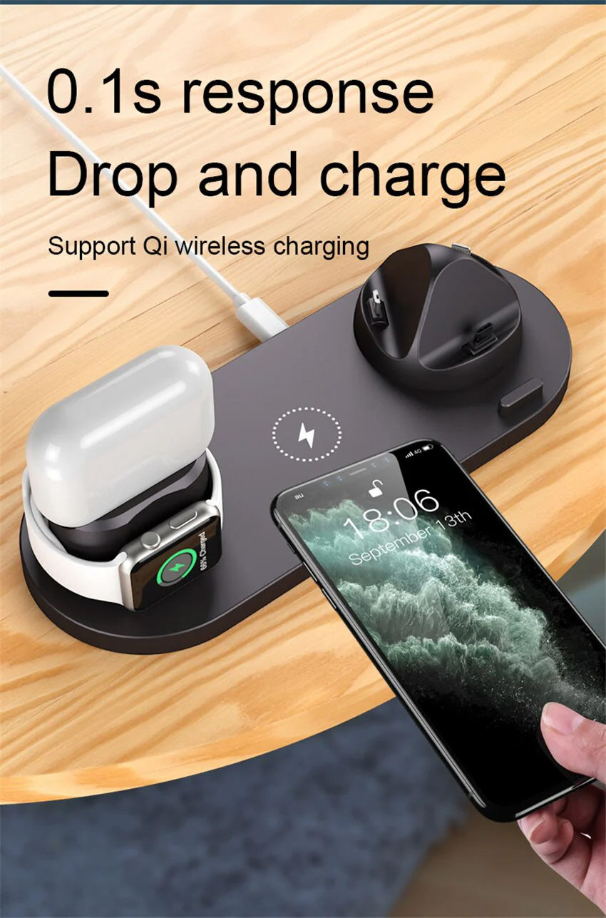 7-in-1 Charging Station Fast Wireless Charger | Fast Charging Dock 30W USB Type C  Apple Watch, AirPods, Smartphones, Apple iPhone, Samsung, iOS & Android Fast Charger