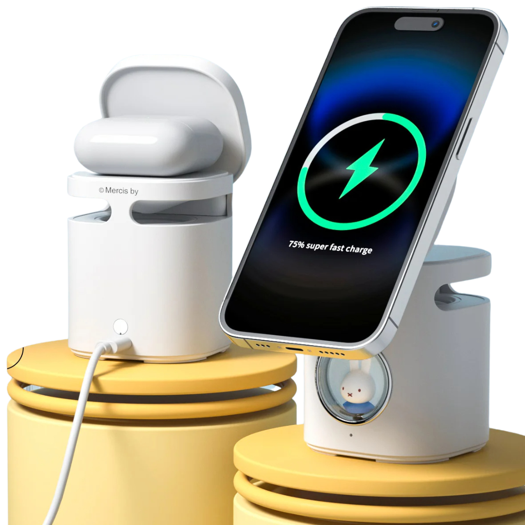 PowerTube MagStation Telefonhalter mit Lautsprecher | Wireless Fast Charging Station Dockingstation für das iPhone 14,