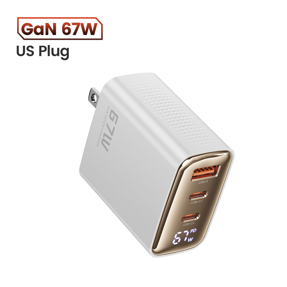 High-Quality 67W GAN USB C Charger Fast Charger 65W QC 4.0 PD 3.0 45W USB C Type C Fast Charger for Smartphones, Apple iPhone, Samsung, iOS & Android MacBook