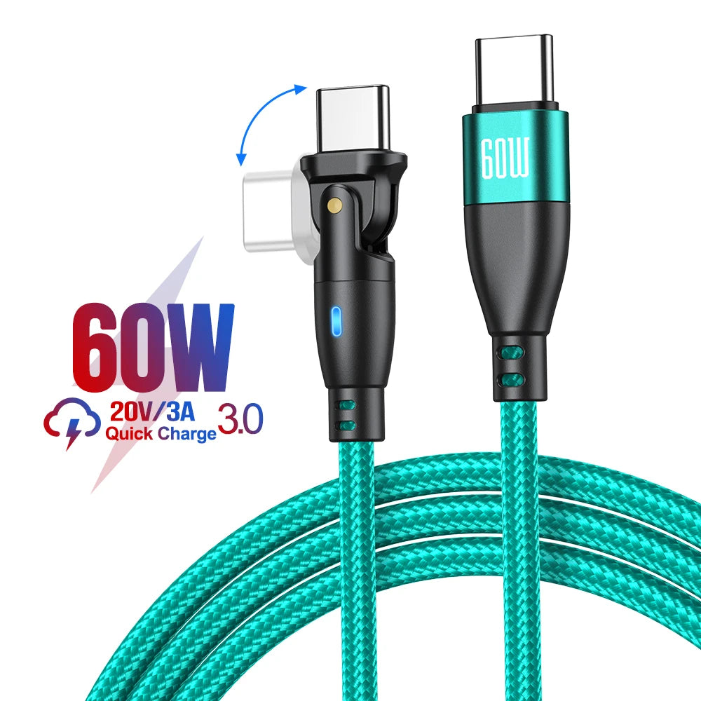 High Durability & Premium 3A Fast Charging Cable Type C for Samsung, 180 Rotation Apple iPhone Cable, Micro USB Charger Data Cable for Smartphones, Apple iPhone, Samsung, iOS &amp; Android