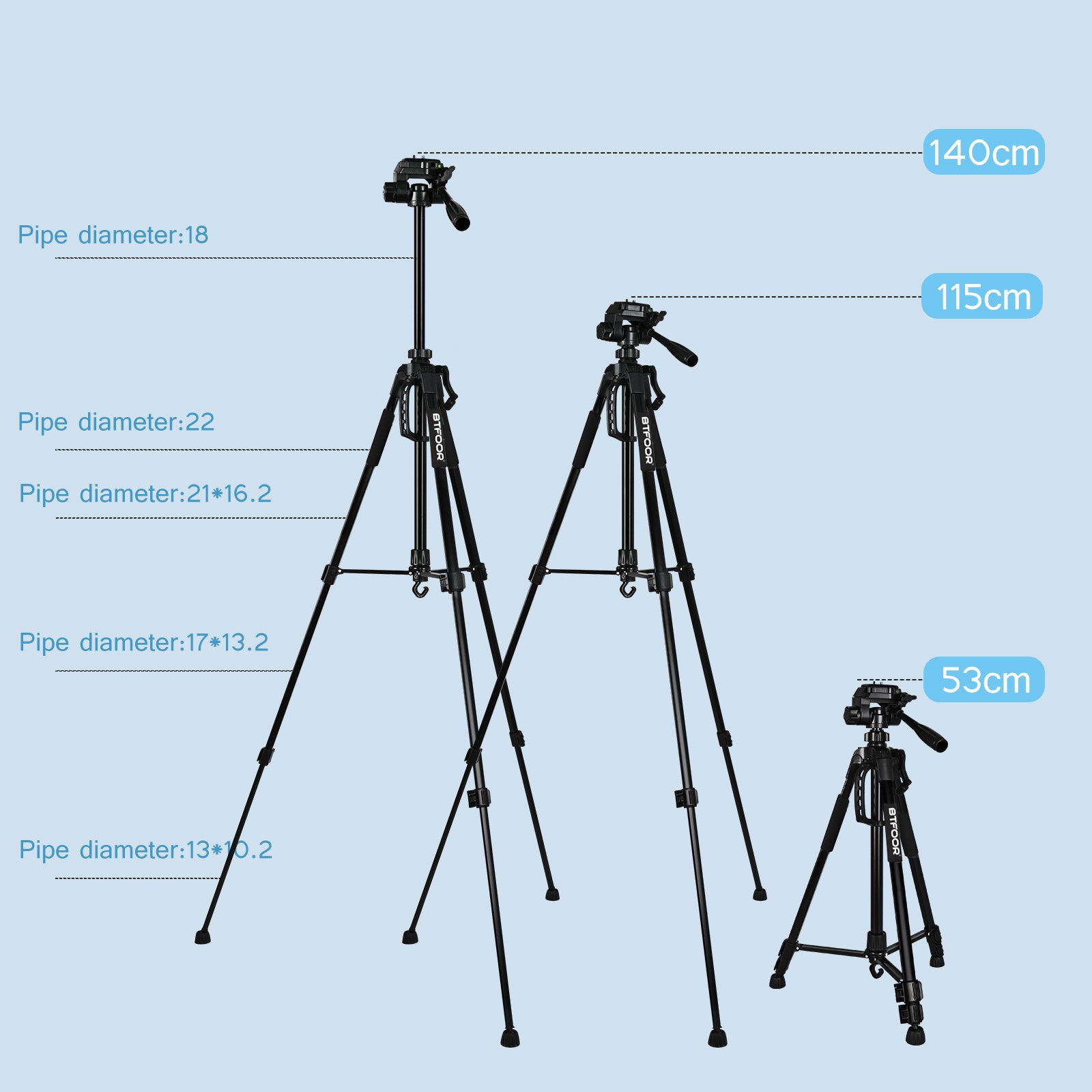 Professionelles Aluminium-Reisestativ, 140 cm für Videografie & Fotografie: Schnellplattenmontage, geeignet für Smartphones,