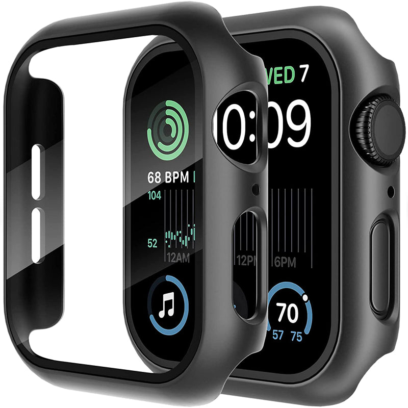 Hochwertige Glasabdeckung-Hülle & Case für Apple Watch Serie 9/8/7/6/SE/5: 44mm, 40mm, 41mm, 45mm, 42mm, 38mm | Cover