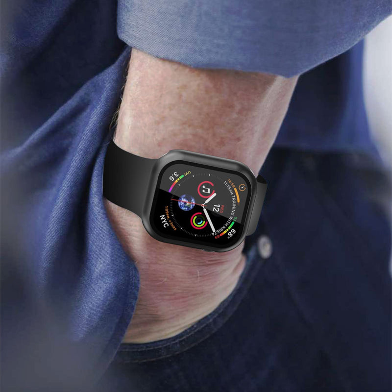 Hochwertige Glasabdeckung-Hülle & Case für Apple Watch Serie 9/8/7/6/SE/5: 44mm, 40mm, 41mm, 45mm, 42mm, 38mm | Cover