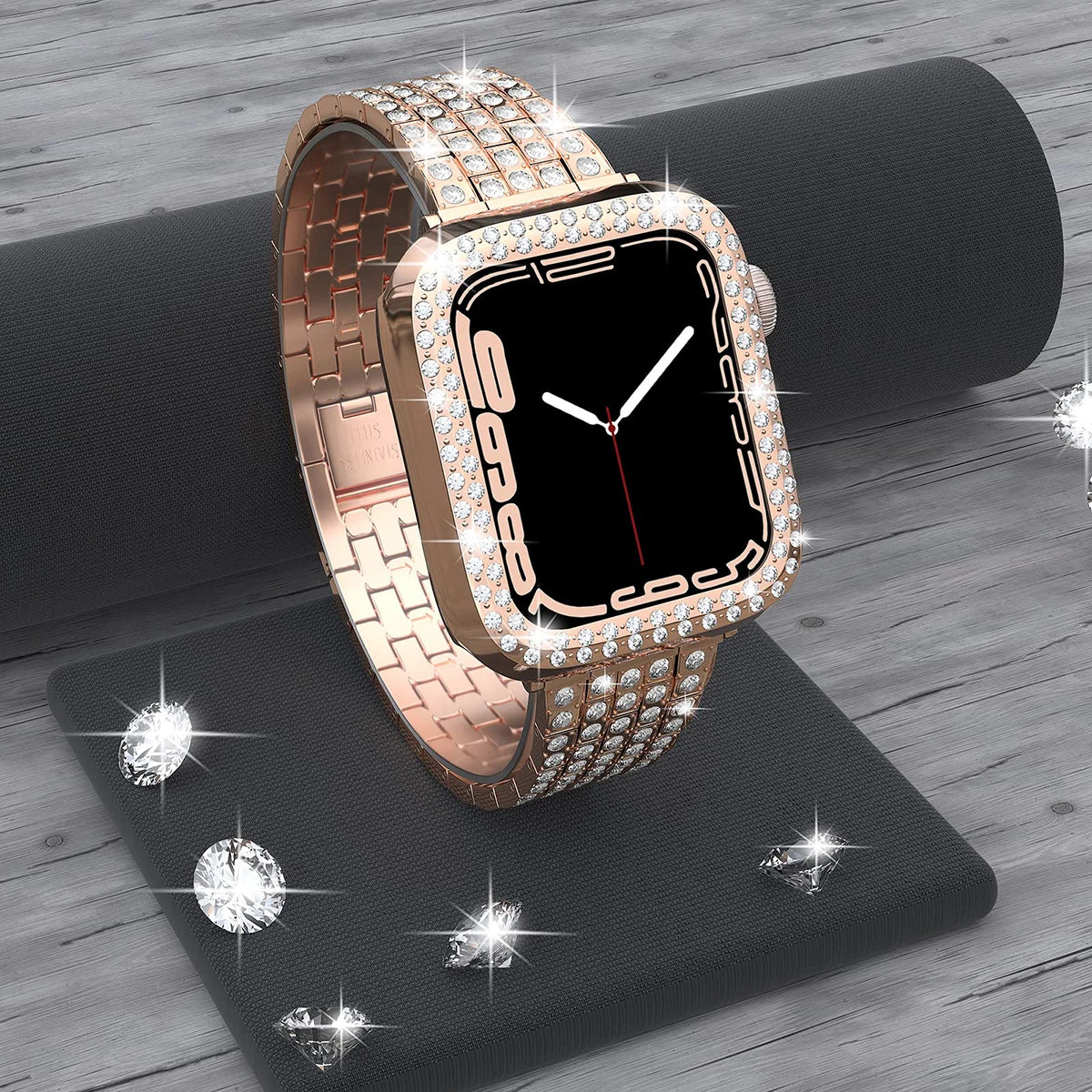 Luxus Premium Glitzer Metall Armband und Diamant Schutzhülle für Apple Uhren Serie 9 8 7 6 5 4 SE | Ultra 49mm 45mm 41mm 40