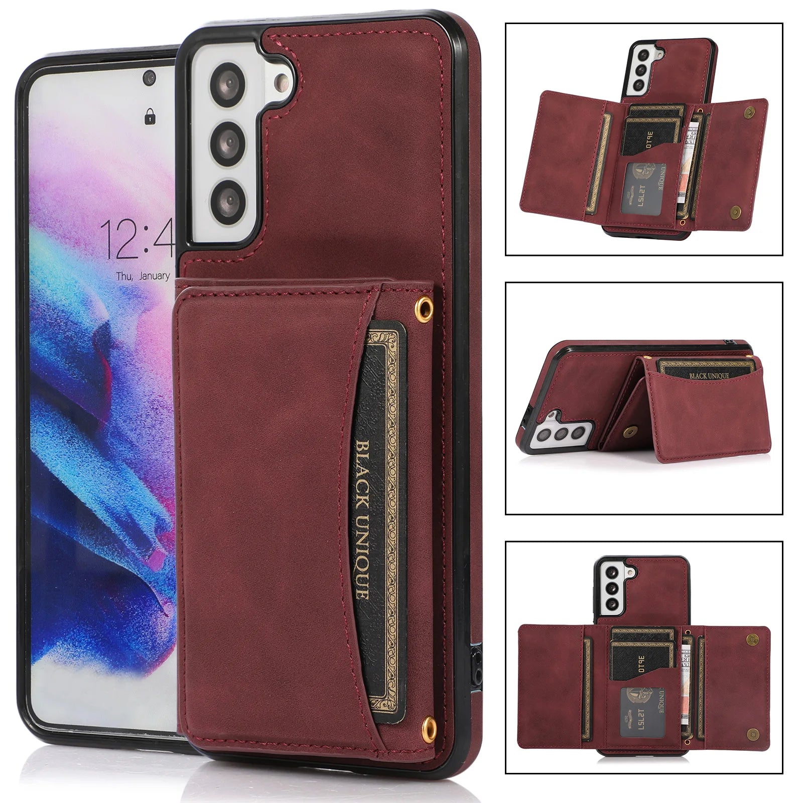 Premium Leather Wallet with Card Slot, Purse, and Stand iPhone Case | MagSafe Case with Full Protection and Camera Lens Cover for Apple iPhone 16/15/14/13/12 Pro Max Plus Mini | Heavy Duty Phone Case | Wallet & Protective Case