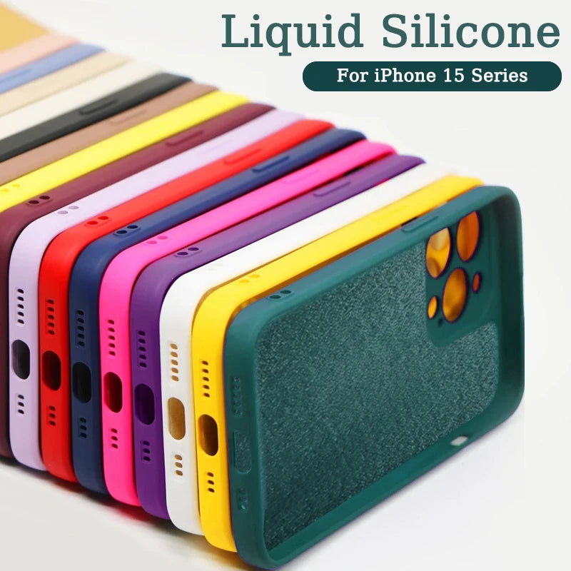 Square Liquid Silicone Case for Apple iPhone 16/15/14/13/12 Pro Max Plus Mini | Premium Shockproof, Magnetic, Magsafe & Camera Protection