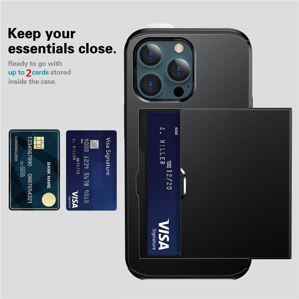 Premium Wallet iPhone Case with Card Slot and Credit Card Holder | Dual Layer Slider iPhone Case with Camera Lens Protector for Apple iPhone 16/15/14/13/12 Pro Max Plus Mini | MagSafe Cover | Heavy Duty Phone Case | Protective Wallet Case