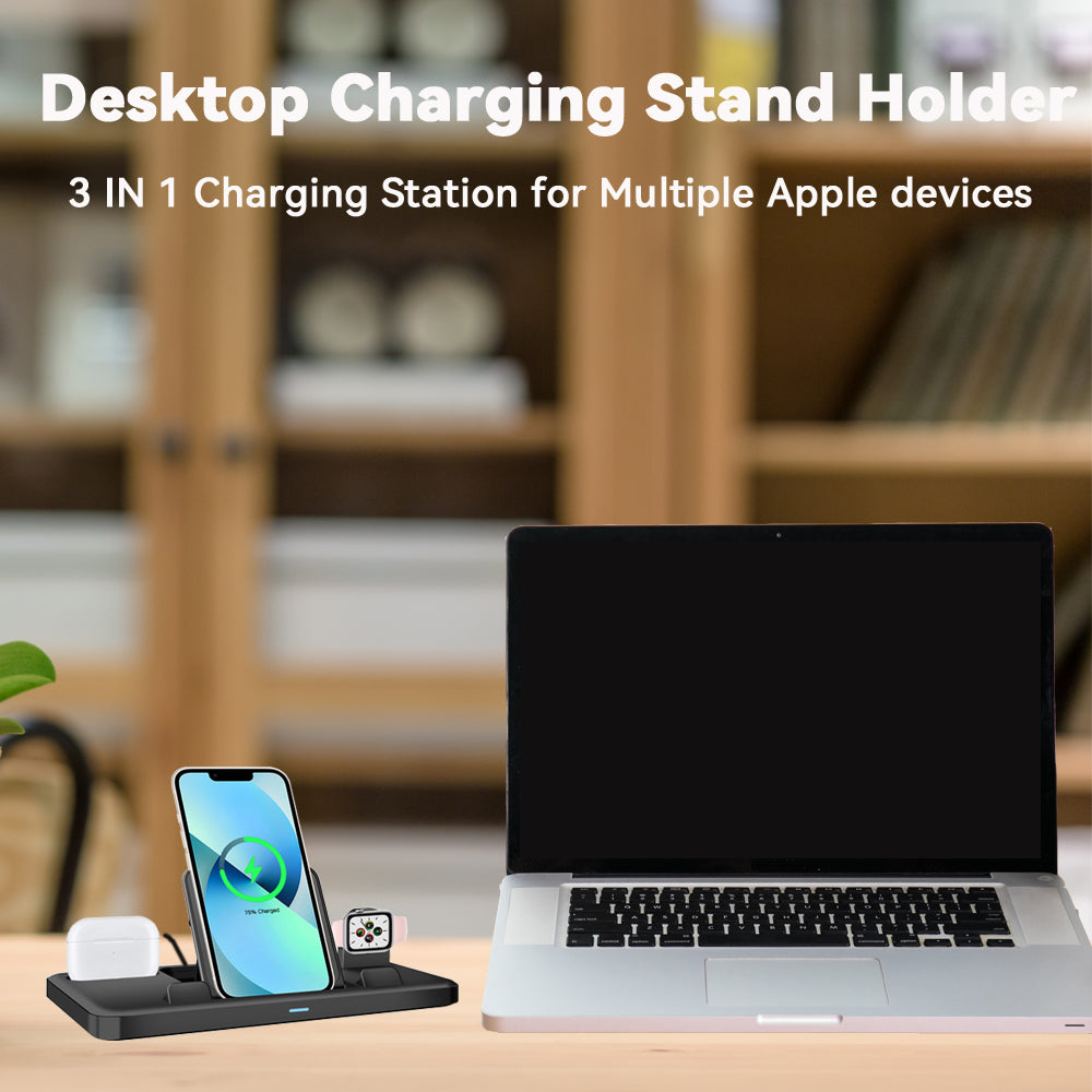 Wireless Fast Charging Station Ladestation für mehrere Apple-Geräte, Typ-C Ladegerät,Ständer-Halter iPhone, Airpods