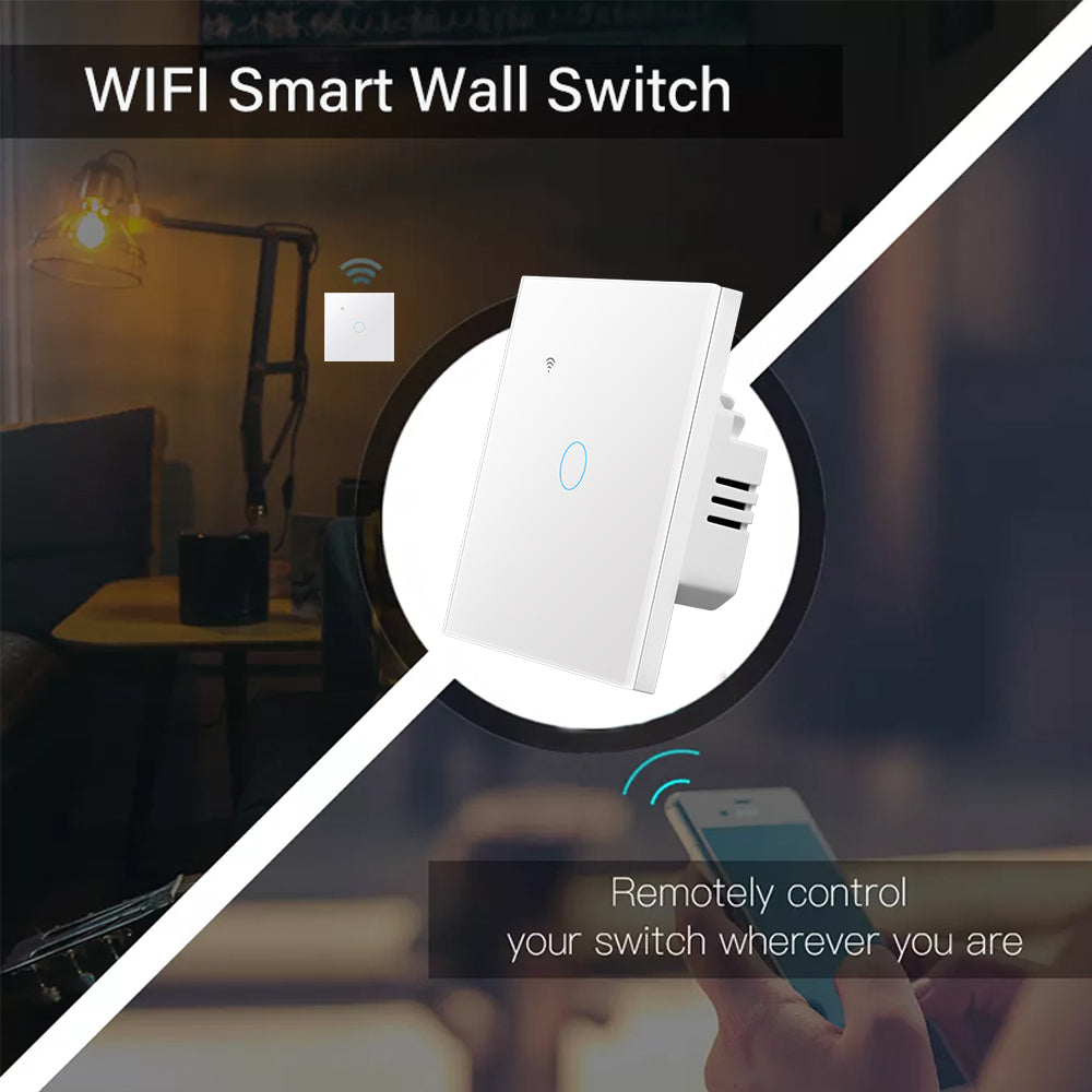 Premium WiFi Light Switch Touch Sensor Smart Switch App Remote Control - No Neutral Wire 110V 220V for Smartphone, Laptop, Tablet, PC, Apple iPhone, iPad, MacBook, iOS, Android, Samsung Alexa Google Home | Limited Edition