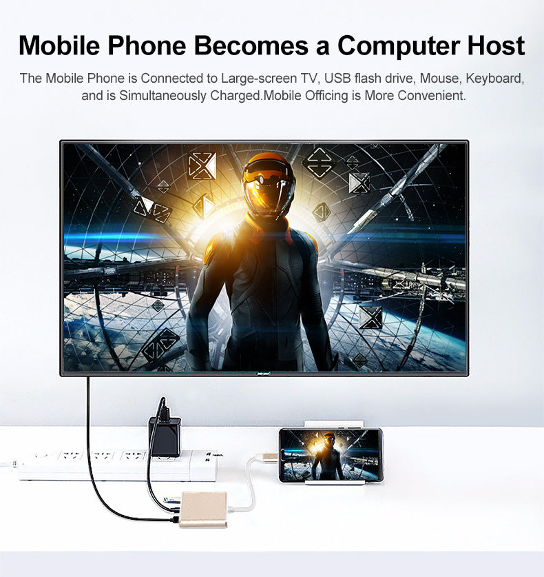 3-in-1 USB-C Hub: Typ-C zu HDMI Splitter, Hochwertige USB 3.0 Dockingstation für MacBook Air/Pro, Samsung - USB-C zu HDMI Hub